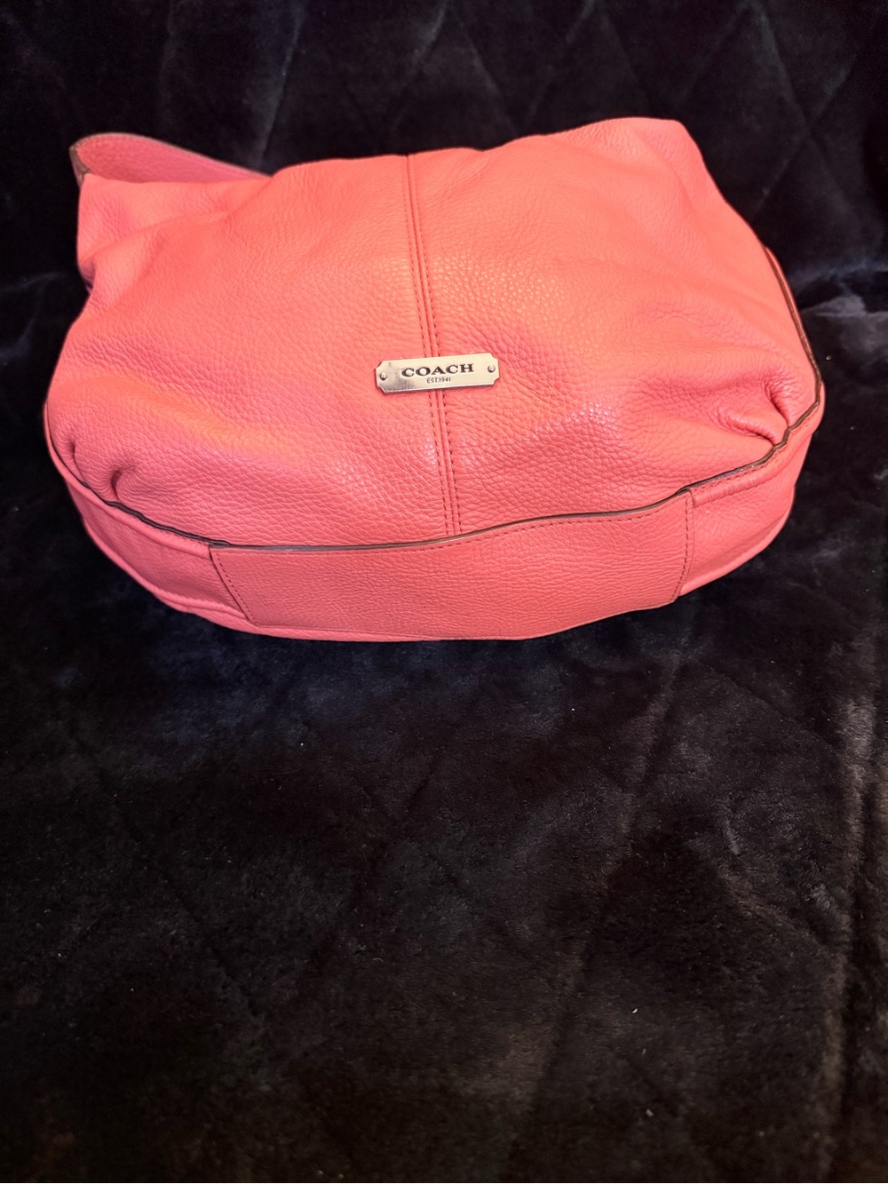 Coach Coral Pink Pebbled Leather Shoulder Bag